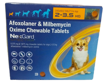 Boehringer Ingelheim: Nexgard Spectra Chewable Tablets - Complete Parasite Protection for X-Small Dogs (2 - 3.5 kgs) - 3 tablets